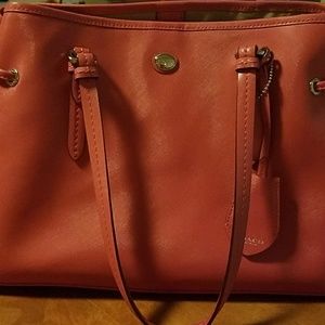 Coach Peyton Saffiano Leather Drawstring Handbag